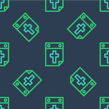 Line Calendar death icon isolated seamless pattern on blue background. Vector.