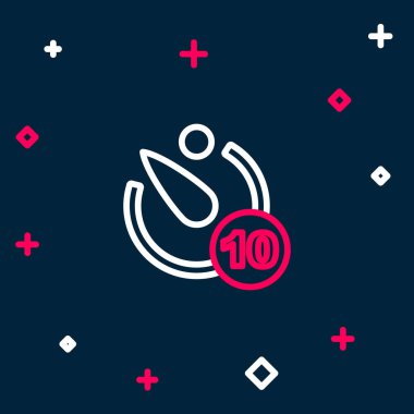 Line Camera timer icon isolated on blue background. Photo exposure. Stopwatch timer 10 seconds. Colorful outline concept. Vector.