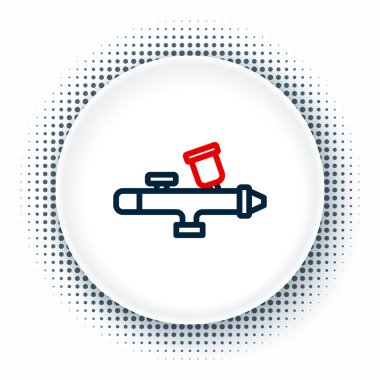 Beyaz arka planda izole edilmiş çizgi boyası sprey tabancası ikonu. Renkli taslak konsepti. Vektör.