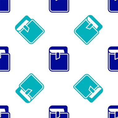 Blue Book icon isolated seamless pattern on white background. Vector.