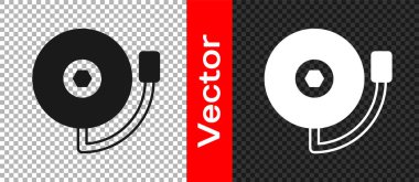 Şeffaf arkaplanda siyah zil simgesi izole edildi. Yangın alarmı. Servis zili, el zili işareti, uyarı sembolü. Vektör.