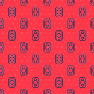 Blue line Circus ticket icon isolated seamless pattern on red background. Amusement park. Vector.