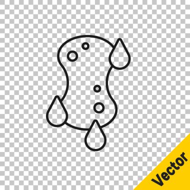 Siyah çizgi Sünger simgesi şeffaf arkaplanda izole edildi. Bulaşık yıkamak için bir tutam Bast. Temizlik servisi logosu. Vektör.