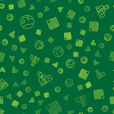 Dünya küresi, iş adamı ve takvim hatlarını kusursuz bir şekilde ayarlayın. Vektör.