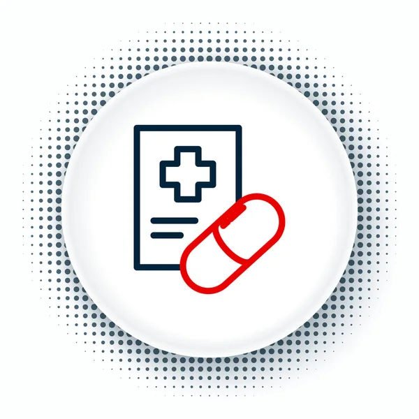 Çizgi Medikal reçete simgesi beyaz arkaplanda izole edildi. RX formu. Yemek tarifi. Eczane ya da ilaç sembolü. Renkli taslak konsepti. Vektör.