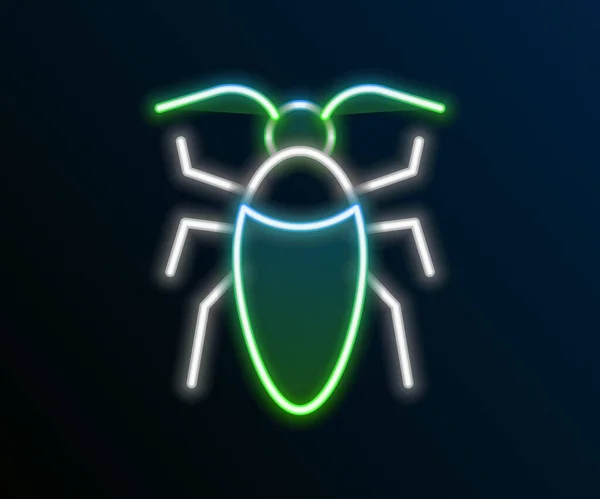 Glowing Neon Line Cockroach Icon Isolated Black Background Colorful Outline — Stock Vector