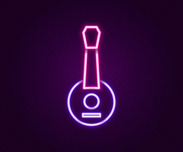 发光的霓虹灯线条Banjo图标孤立在黑色背景 音乐乐器 五彩缤纷的概念 — 图库矢量图片