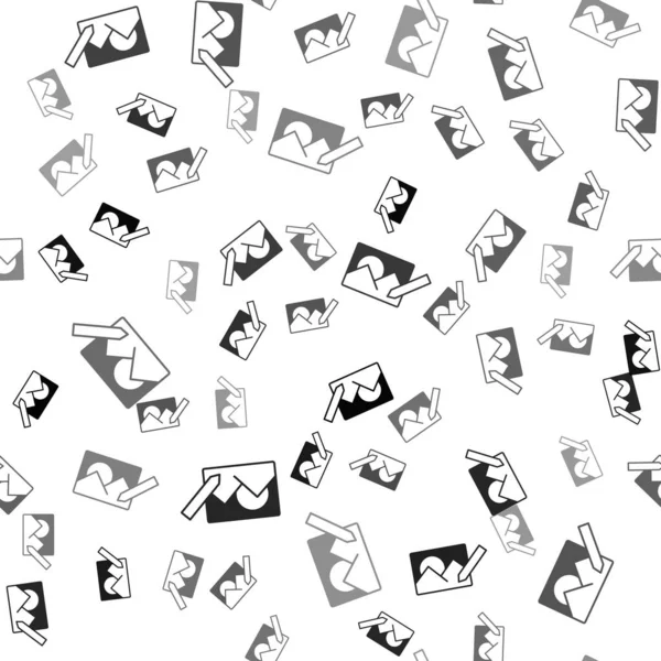 Siyah Fotoğraf, beyaz arkaplanda izole edilmiş, pürüzsüz bir desen oluşturuyor. Fotoğrafçı, fotoğrafçılık, rötuş ikonu. Vektör.