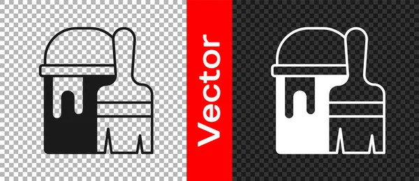Schwarzer Farbeimer Mit Pinselsymbol Auf Transparentem Hintergrund Vektor — Stockvektor