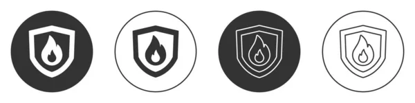 Schwarzes Brandschutzschild Symbol Isoliert Auf Weißem Hintergrund Versicherungskonzept Sicherheit Sicherheit — Stockvektor