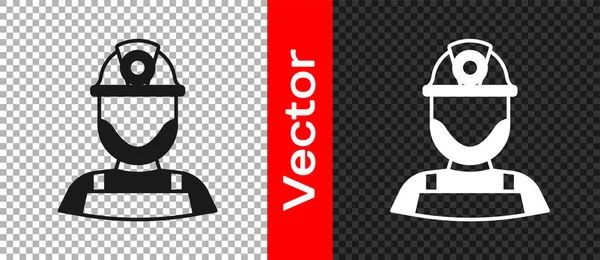 Black Miner Helmet Icon Isolated Transparent Background Vector — Vetor de Stock