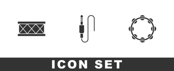 Set Drum Audio Jack Tambourine Icon Vector — Stockový vektor