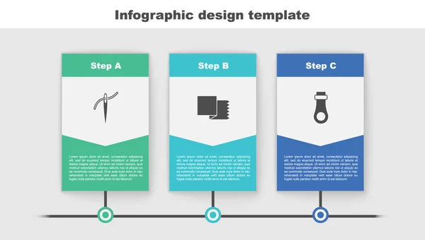 Set Needle Thread Textile Fabric Roll Zipper Business Infographic Template — Stockvektor