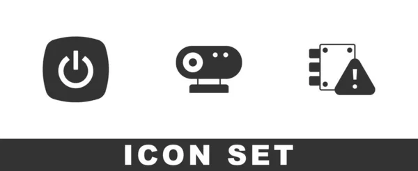 Set Smart Home Web Camera House Protection Icon Vector — Stockvektor