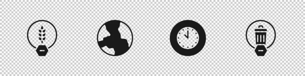 Set Gluten Free Grain Worldwide Clock Trash Can Icon Vector — Stockvector