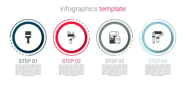 Set Paint Brush Roller Bucket Business Infographic Template Vector — Stockvektor