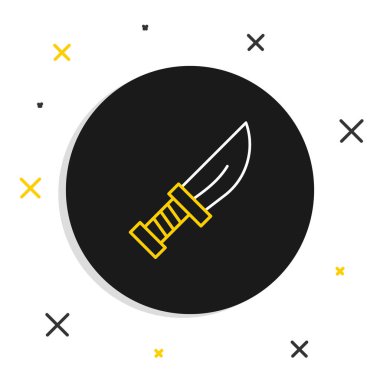 Hançer çizgi simgesi beyaz arkaplanda izole edildi. Bıçak ikonu. Keskin bıçaklı kılıç. Renkli taslak konsepti. Vektör.