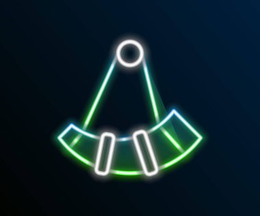 Parlayan neon hattı siyah arka planda izole edilmiş avcı boynuzu simgesi. Renkli taslak konsepti. Vektör.