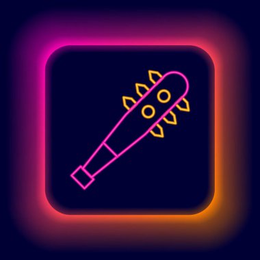 Siyah arkaplanda izole edilmiş parlak neon çizgisi kolye. Renkli taslak konsepti. Vektör.