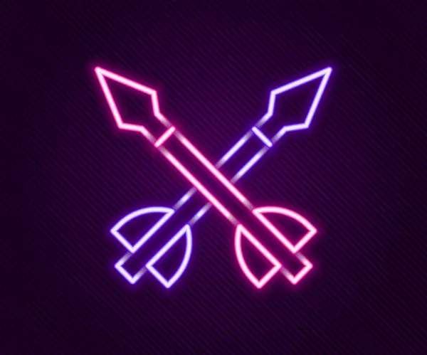 Glowing Neon Line Medieval Arrows Icon Isolated Black Background Medieval — Stock vektor