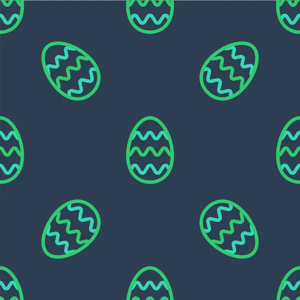Line Easter Egg Icon Isolated Seamless Pattern Blue Background Happy — Stock Vector