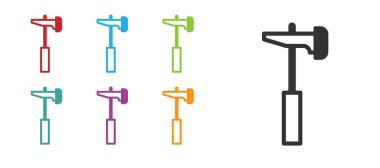 Siyah Tokmak simgesi beyaz arkaplanda izole edildi. Tamir için bir araç. Simgeleri renklendirin. Vektör.