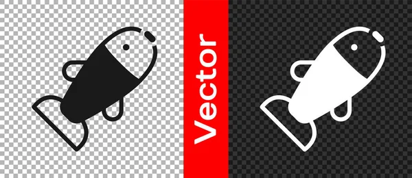 Black Fish Symbol Isoliert Auf Transparentem Hintergrund Vektor — Stockvektor