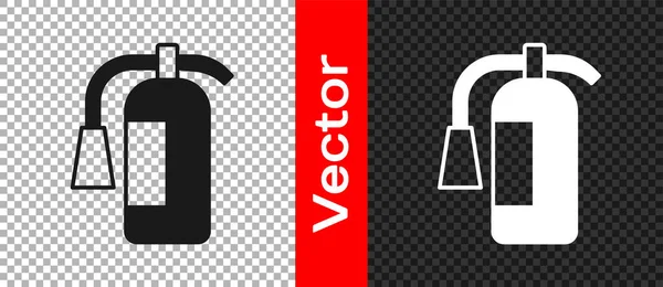 Svart Brandsläckare Ikon Isolerad Transparent Bakgrund Vektor — Stock vektor