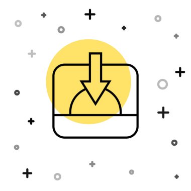 Siyah çizgi Sunset simgesi beyaz arkaplanda izole edildi. Rastgele dinamik şekiller. Vektör.