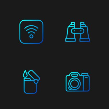 Kablosuz kablosuz internet ve dürbün hattını ayarla. Renk simgeleri. Vektör.