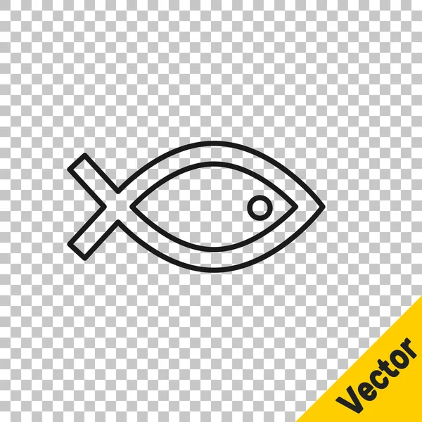 Ligne Noire Icône Symbole Poisson Chrétien Isolé Sur Fond Transparent — Image vectorielle