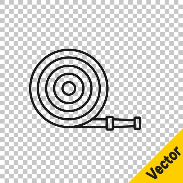 Black Line Fire Hose Reel Icon Isolated Transparent Background Vector — Stock Vector