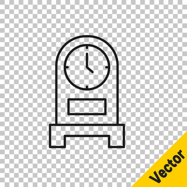 Schwarze Linie Antikes Uhrensymbol Isoliert Auf Transparentem Hintergrund Vektor — Stockvektor