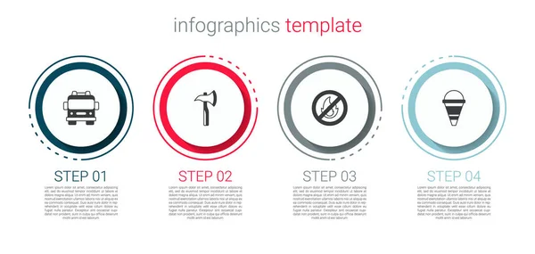 Gyújtsátok Meg Tűzoltó Fejszét Nincs Tűz Kúp Vödör Üzleti Infografikai — Stock Vector