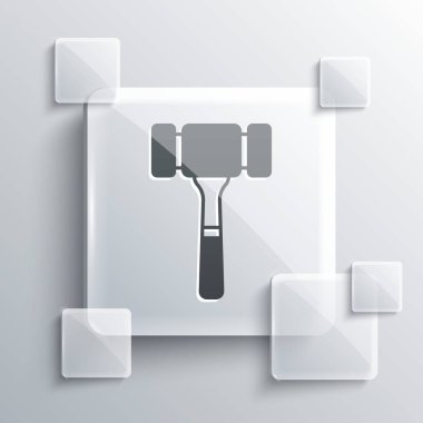 Gri Arkaplanda Gri Açık Artırma çekici simgesi izole edildi. Gavel, yargıç ya da müzayedecinin çekici. Teklif süreci, anlaştık. Açık arttırma teklifi. Kare cam paneller. Vektör.