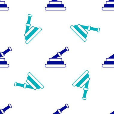 Mavi itfaiye hortumu ikonu beyaz arka planda izole edilmiş pürüzsüz desen. Vektör.