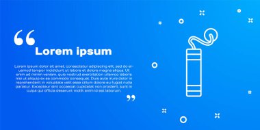 Beyaz çizgi patlayıcı bomba çubuğu ikonu mavi arka planda izole edildi. Saatli bomba - patlama tehlikesi kavramı. Vektör.