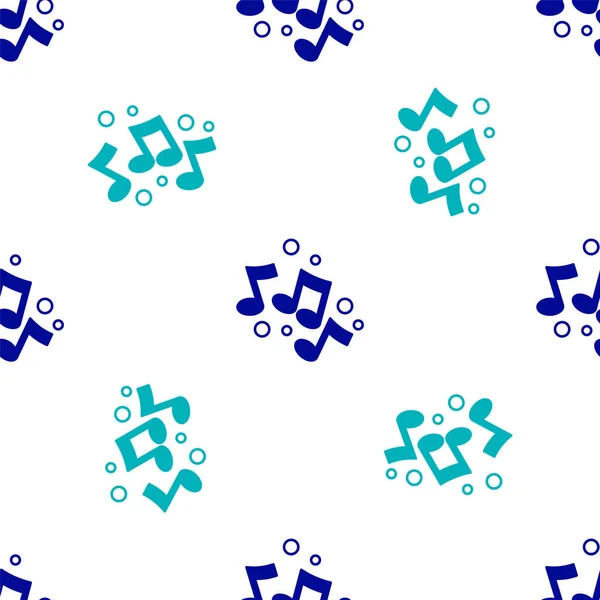 Голубая Нота Музыки Тональная Иконка Изолирована Безморщинистым Узором Белом Фоне — стоковый вектор