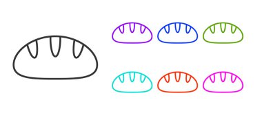 Siyah çizgi Hıristiyan ekmek ikonu beyaz arkaplanda izole edildi. Din ve Hristiyanlık. Simgeleri renklendirin. Vektör.