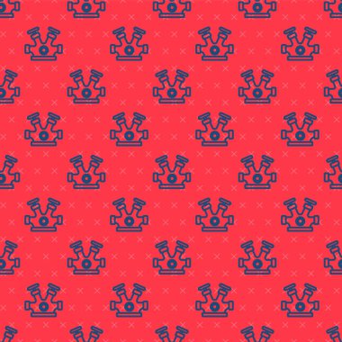 Mavi çizgi yangın musluğu simgesi kırmızı arka planda izole edilmiş. Vektör.