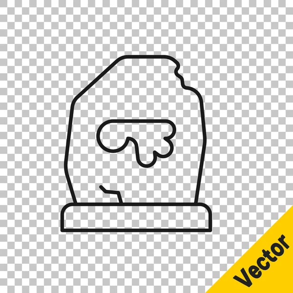 Línea Negra Icono Runa Mágica Aislado Sobre Fondo Transparente Piedra — Vector de stock