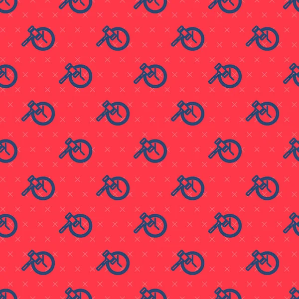 Mavi çizgi açık arttırma çekiç simgesi kırmızı arka planda izole edilmiş kusursuz desen. Gavel, yargıç ya da müzayedecinin çekici. Teklif süreci, anlaştık. Açık arttırma teklifi. Vektör.