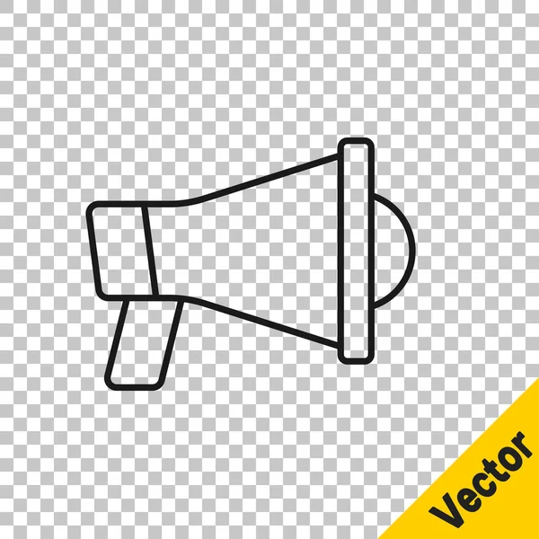 Schwarze Linie Megafon Symbol Isoliert Auf Transparentem Hintergrund Lautsprecherzeichen Vektor — Stockvektor