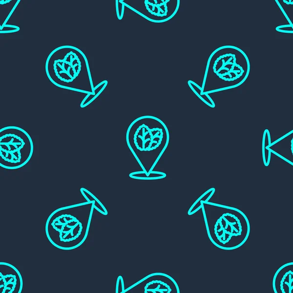 Yeşil çizgi tütün yaprağı ikonu mavi arka planda izole edilmiş pürüzsüz desen. Tütün yaprakları. Vektör.