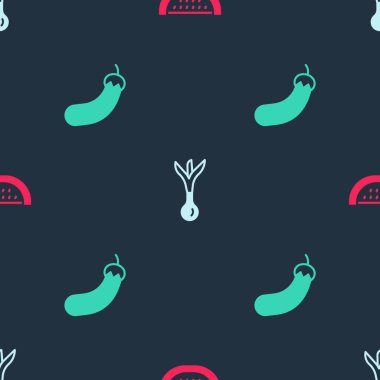 Karpuz Soğan ve Patlıcan 'ı pürüzsüz bir kalıba sokun. Vektör.