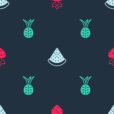 Şalgam Karpuzu ve Ananas 'ı pürüzsüz desene ayarlayın. Vektör.