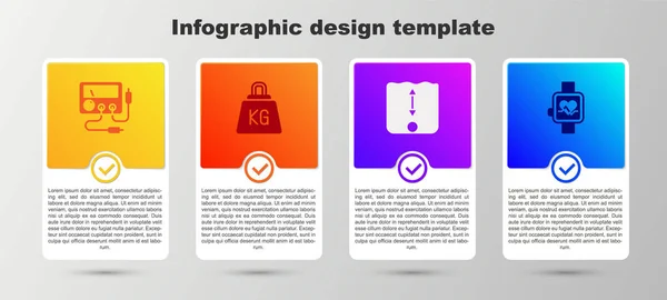 Set Multimeter Voltmeter Gewicht Tiefenmessung Und Smart Watch Geschäftsinfografische Vorlage — Stockvektor