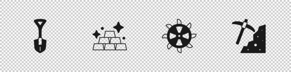 Kürek Altın Çubuğu Kazıcı ve Kazma simgesini ayarlayın. Vektör.