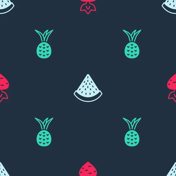 Rüben Wassermelone Und Ananas Auf Ein Nahtloses Muster Legen Vektor — Stockvektor