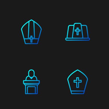 Papanın vaaz verdiği papaz şapkası ve... Renk simgeleri. Vektör.